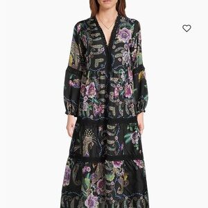 Johnny Was Leda Floral  Silk V-neck Maxi Dress. Camino Serra XS
